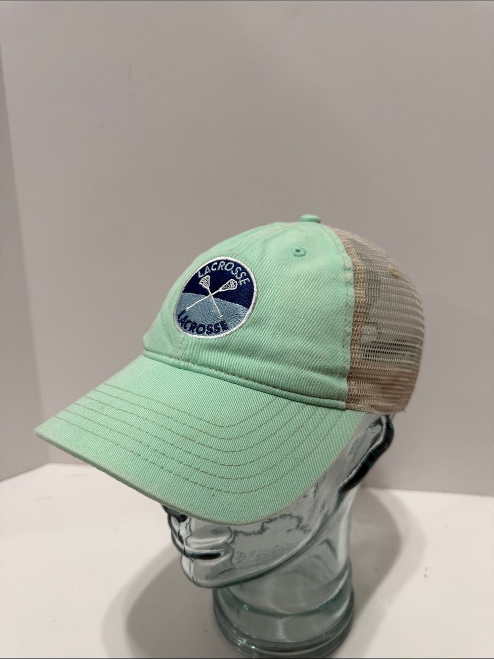 Comfort Colors Mint & Tan Lacrosse Patch Trucker Hat